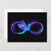 Neon Infinity Symbool met gloeiende Hummingbird Aankondigingskaart (Voorkant / Achterkant)