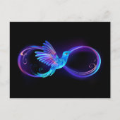 Neon Infinity Symbool met gloeiende Hummingbird Aankondigingskaart (Voorkant)