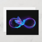Neon Infinity Symbool met gloeiende Hummingbird Advieskaart (Voorkant / Achterkant)
