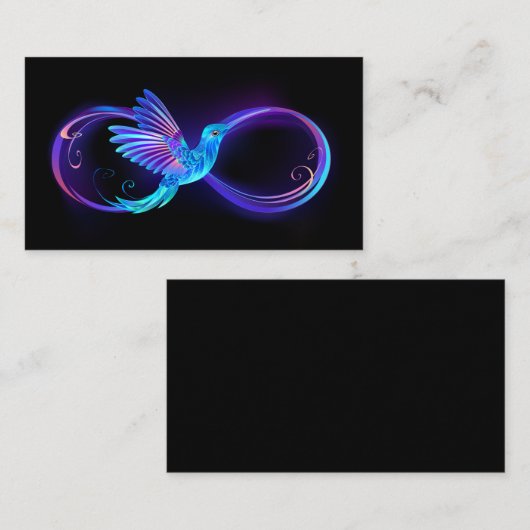 Neon Infinity Symbool met gloeiende Hummingbird Advieskaart (Voorkant / Achterkant)