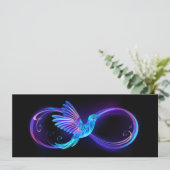 Neon Infinity Symbool met gloeiende Hummingbird Advieskaart (Staand voorkant)