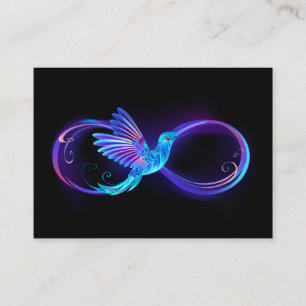 Neon Infinity Symbool met gloeiende Hummingbird Advieskaart