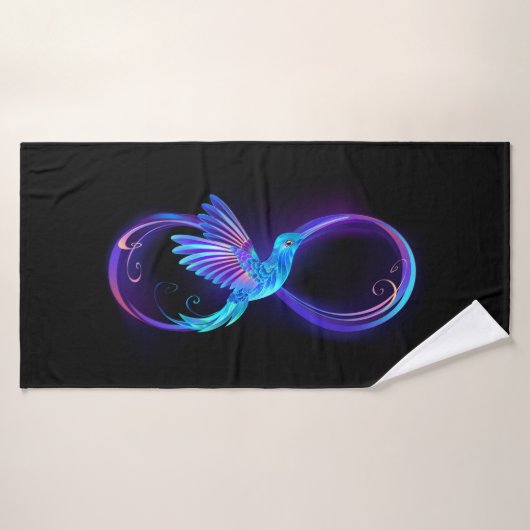 Neon Infinity Symbool met gloeiende Hummingbird Bad Handdoek (Badhanddoek)