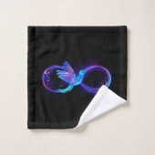 Neon Infinity Symbool met gloeiende Hummingbird Bad Handdoek (Wasdoekje)