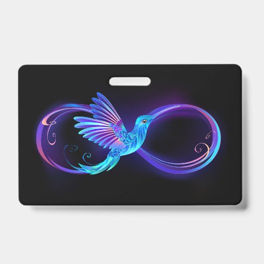 Neon Infinity Symbool met gloeiende Hummingbird Badge (Voorkant)