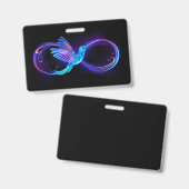 Neon Infinity Symbool met gloeiende Hummingbird Badge (Voor- en achterkant)