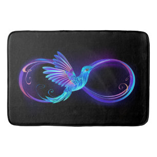 Neon Infinity Symbool met gloeiende Hummingbird Badmat