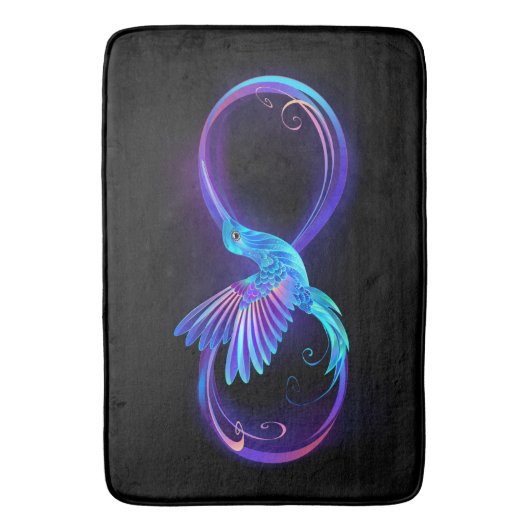 Neon Infinity Symbool met gloeiende Hummingbird Badmat (Voorkant Verticaal)