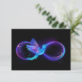 Neon Infinity Symbool met gloeiende Hummingbird Bedankkaart (Staand voorkant)