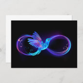 Neon Infinity Symbool met gloeiende Hummingbird Bedankkaart (Voorkant / Achterkant)