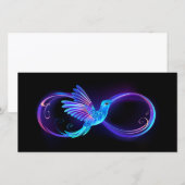 Neon Infinity Symbool met gloeiende Hummingbird Bedankkaart (Voorkant / Achterkant)