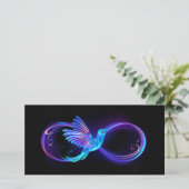 Neon Infinity Symbool met gloeiende Hummingbird Bedankkaart (Staand voorkant)