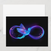 Neon Infinity Symbool met gloeiende Hummingbird Bedankkaart (Voorkant / Achterkant)