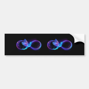 Neon Infinity Symbool met gloeiende Hummingbird Bumpersticker