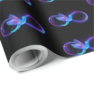 Neon Infinity Symbool met gloeiende Hummingbird Cadeaupapier