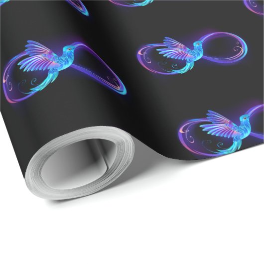 Neon Infinity Symbool met gloeiende Hummingbird Cadeaupapier (Rol Hoek)