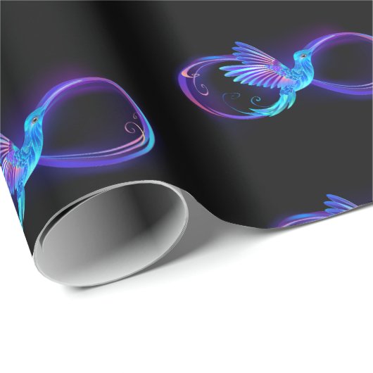 Neon Infinity Symbool met gloeiende Hummingbird Cadeaupapier (Rol Hoek)