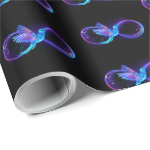 Neon Infinity Symbool met gloeiende Hummingbird Cadeaupapier