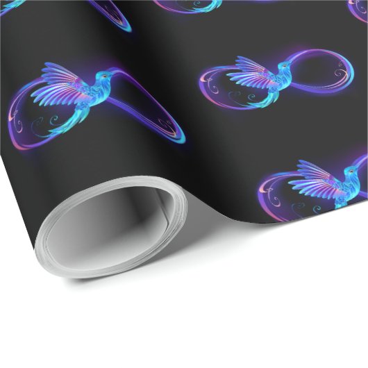 Neon Infinity Symbool met gloeiende Hummingbird Cadeaupapier (Rol Hoek)