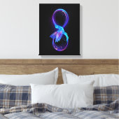 Neon Infinity Symbool met gloeiende Hummingbird Canvas Afdruk (Insitu (Slaapkamer))