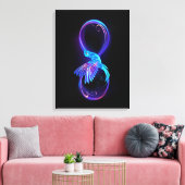 Neon Infinity Symbool met gloeiende Hummingbird Canvas Afdruk (Insitu (Woonkamer))