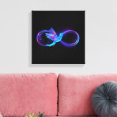 Neon Infinity Symbool met gloeiende Hummingbird Canvas Afdruk (Insitu (Woonkamer))