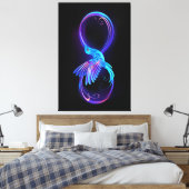 Neon Infinity Symbool met gloeiende Hummingbird Canvas Afdruk (Insitu (Slaapkamer))