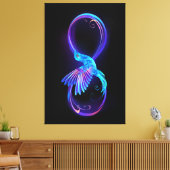 Neon Infinity Symbool met gloeiende Hummingbird Canvas Afdruk (Insitu (Woonkamer))