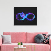Neon Infinity Symbool met gloeiende Hummingbird Canvas Afdruk (Insitu (Woonkamer))