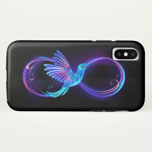 Neon Infinity Symbool met gloeiende Hummingbird Case-Mate iPhone Case (Achterkant (horizontaal))