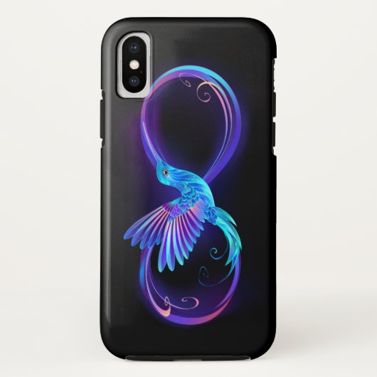 Neon Infinity Symbool met gloeiende Hummingbird Case-Mate iPhone Case (Achterkant)