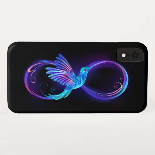 Neon Infinity Symbool met gloeiende Hummingbird Case-Mate iPhone Case (Achterkant (horizontaal))