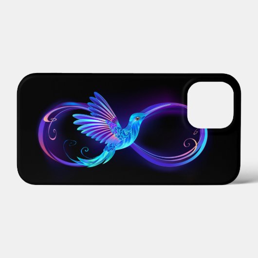 Neon Infinity Symbool met gloeiende Hummingbird Case-Mate iPhone Case (Achterkant (horizontaal))