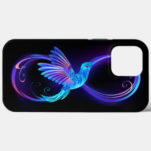 Neon Infinity Symbool met gloeiende Hummingbird Case-Mate iPhone Case