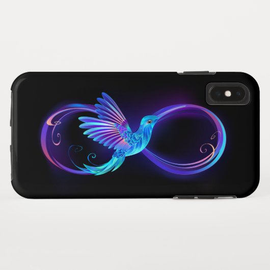 Neon Infinity Symbool met gloeiende Hummingbird Case-Mate iPhone Case (Achterkant (horizontaal))