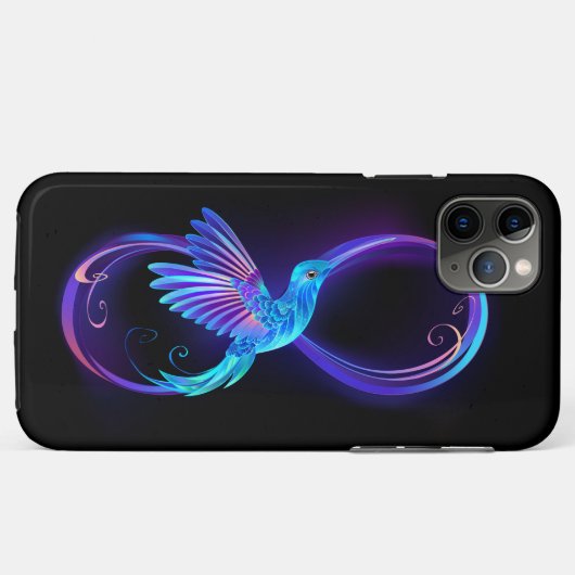 Neon Infinity Symbool met gloeiende Hummingbird Case-Mate iPhone Case (Achterkant (horizontaal))