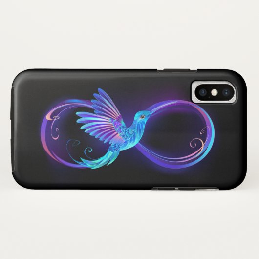 Neon Infinity Symbool met gloeiende Hummingbird Case-Mate iPhone Case (Achterkant (horizontaal))