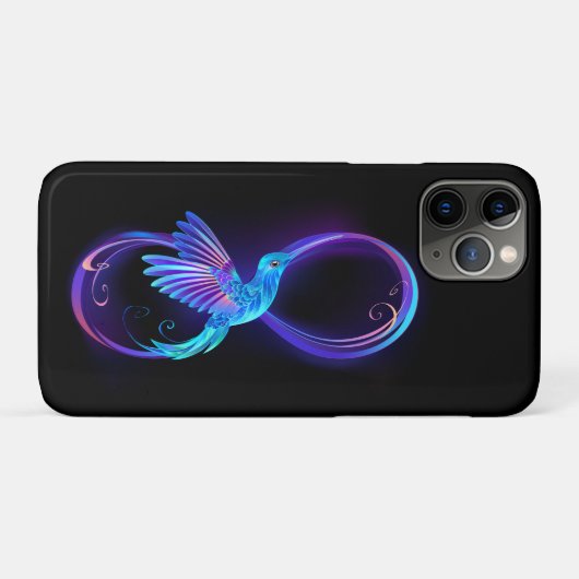Neon Infinity Symbool met gloeiende Hummingbird Case-Mate iPhone Case (Achterkant (horizontaal))