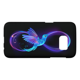 Neon Infinity Symbool met gloeiende Hummingbird Samsung Galaxy S7 Hoesje