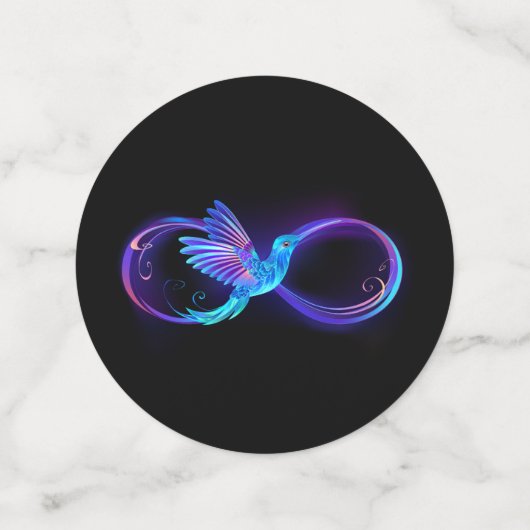 Neon Infinity Symbool met gloeiende Hummingbird Confetti (Medium voorkant)