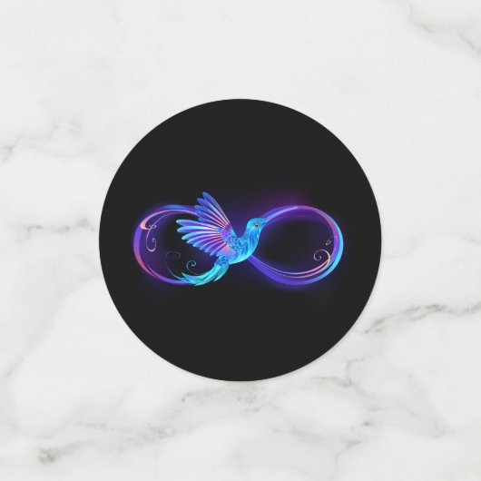 Neon Infinity Symbool met gloeiende Hummingbird Confetti (Kleine voorkant)