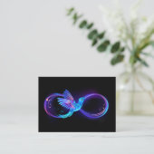 Neon Infinity Symbool met gloeiende Hummingbird Contactkaartje (Staand voorkant)