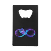 Neon Infinity Symbool met gloeiende Hummingbird Creditkaart Flessenopener (Achterkant)