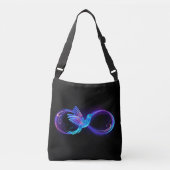 Neon Infinity Symbool met gloeiende Hummingbird Crossbody Tas (Voorkant)