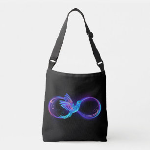 Neon Infinity Symbool met gloeiende Hummingbird Crossbody Tas