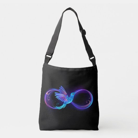 Neon Infinity Symbool met gloeiende Hummingbird Crossbody Tas (Voorkant)