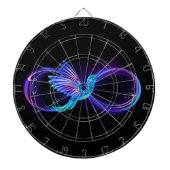 Neon Infinity Symbool met gloeiende Hummingbird Dartbord (Voorkant)