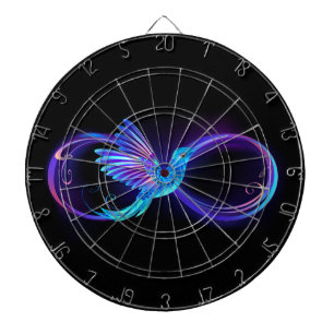 Neon Infinity Symbool met gloeiende Hummingbird Dartbord