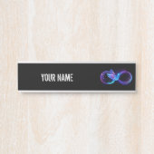 Neon Infinity Symbool met gloeiende Hummingbird Deurbordje (Voorkant)