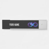 Neon Infinity Symbool met gloeiende Hummingbird Deurbordje (Voorkant)